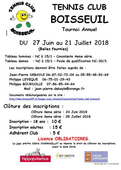 Tournoi tennis 2018