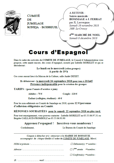 Jumelage : Cours d&rsquo;espagnol
