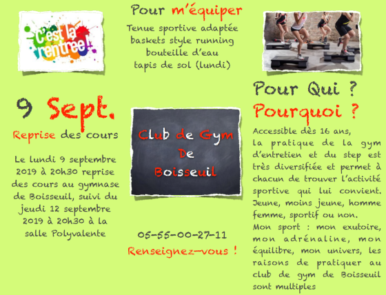 Rentrée club de gym