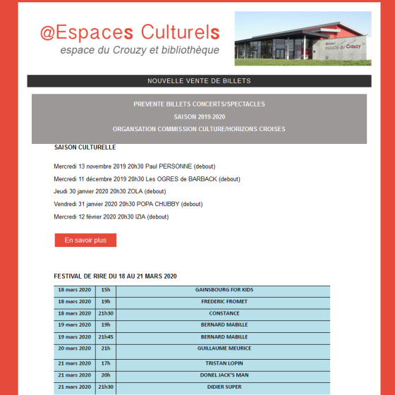 Vente de Billets 9 novembre