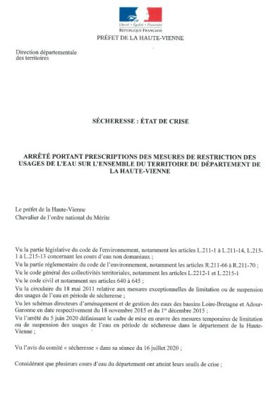 Maintien en sècheresse renforcée