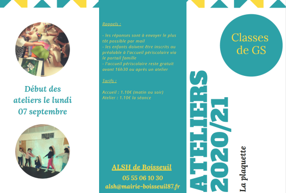 Les ateliers périscolaires recommencent à la rentrée !