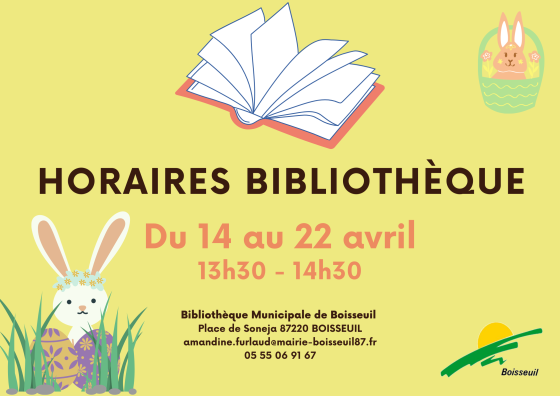 Modification horaires bibliothèque
