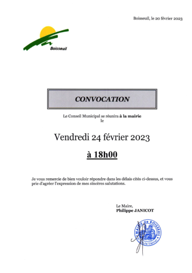 Convocation conseil municipal