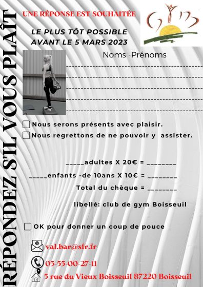 40 ans du club de gym le 18 mars : dernière ligne droite pour l&rsquo;inscription !