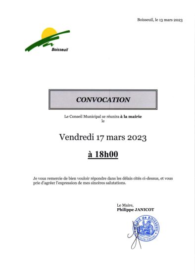 Convocation Conseil municipal