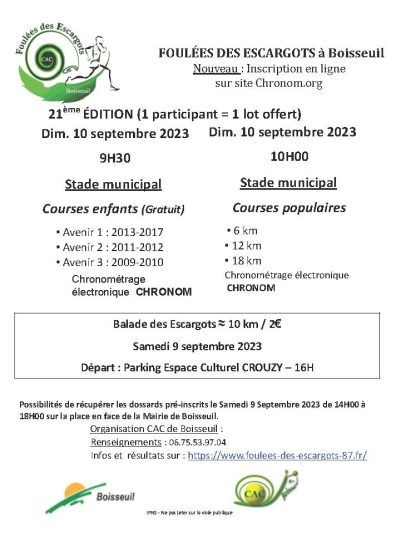 BALADE/FOULÉES DES ESCARGOTS