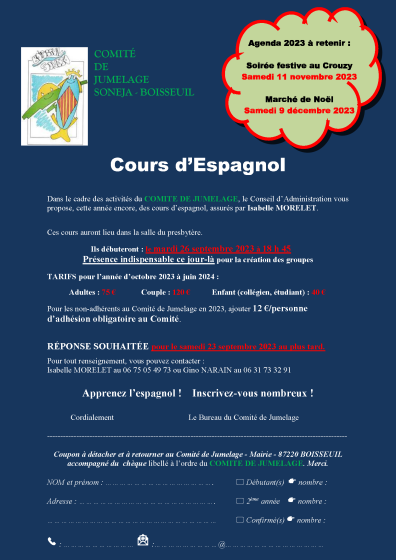 Comité de jumelage : cours d&rsquo;espagnol