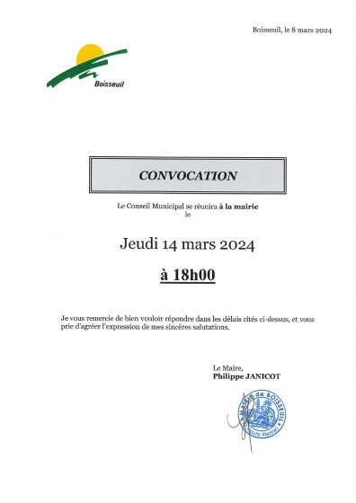Conseil municipal du 14 mars