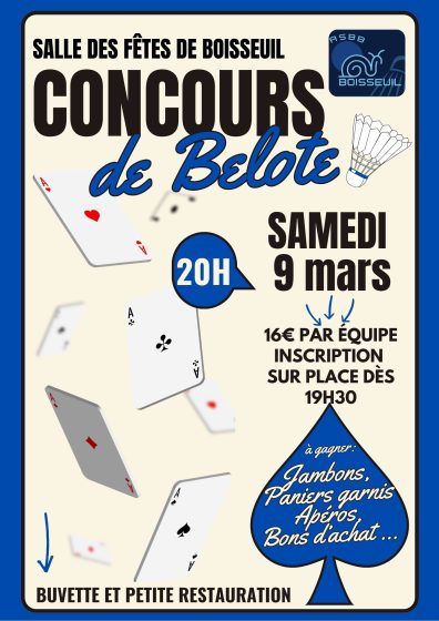 ASBB : Concours de Belote ce samedi 9 mars