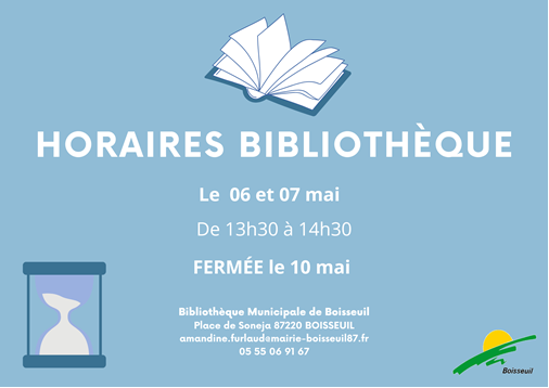 Bibliothèque : horaires modifiés le 6 et 7 mai