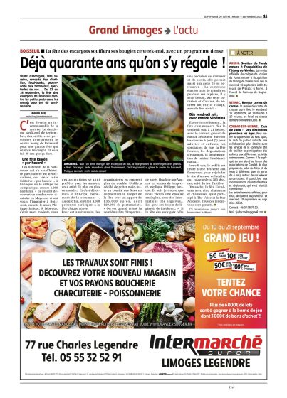 Concerts, feu d&rsquo;artifice, fête foraine… Ce qui vous attend pour les 40 ans de la fête des escargots à Boisseuil